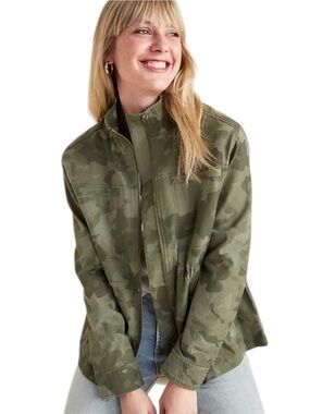 Old Navy Green Camo Utility Jacket Women’s Large Scout Military Style